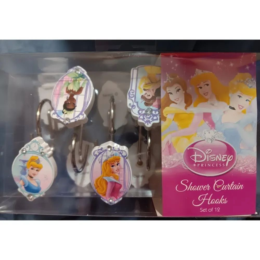 Disney Princess Shower Hook Set of 12 Bell, Cinderella, Sleeping Beauty NEW